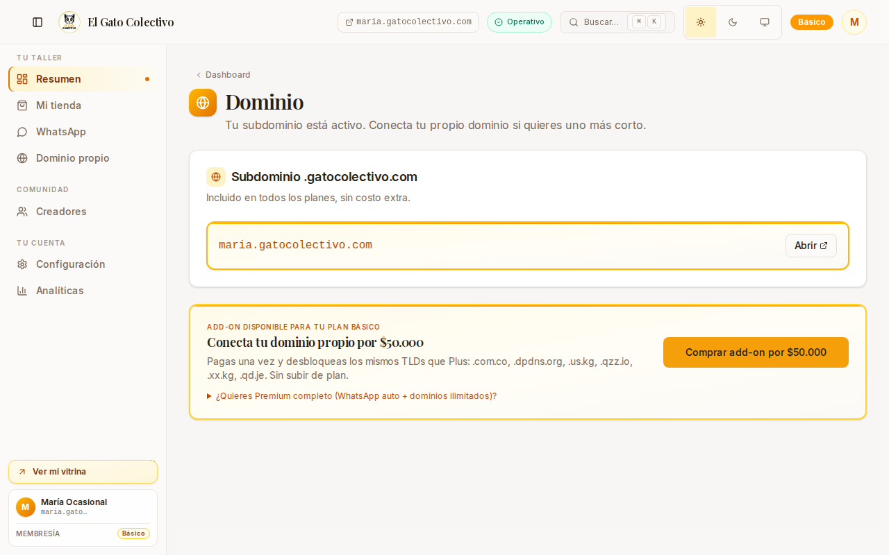 Administración y verificación de dominio propio en El Gato Colectivo